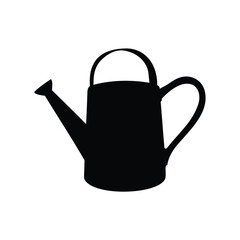 Black silhouette of a classic watering can used for garden care, watering can silhouette vector illustration