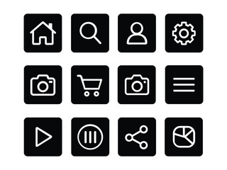 Collection of essential interface icons for websites and mobile applications