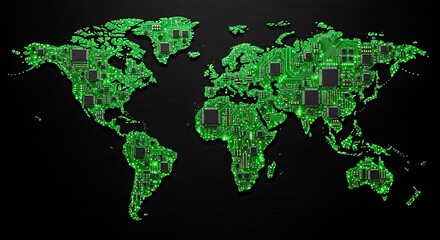 Global Network - A World Map of Interconnected Technology.