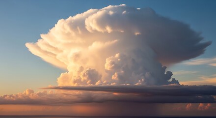 Majestic Cumulonimbus Cloud Formation at Sunset - A Weather Phenomenon.