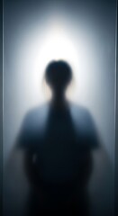 Fototapeta premium Silhouette Behind Frosted Glass - Mystery and Introspection.