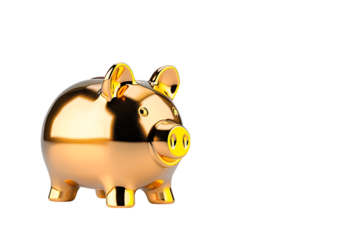 Golden piggy bank symbolizing savings, wealth, and financial security, perfect for investment concepts and money management