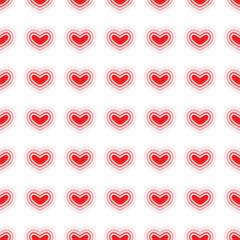 Red Heart Aura Seamless Pattern, White Background.