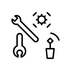 Wrench and gear icon for mechanical work