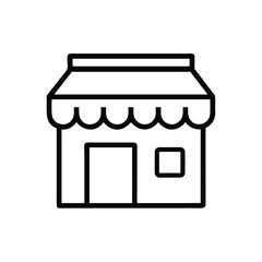 Outline Icon of a Storefront with Awning shop building On Transparent Background