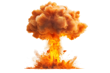 Stylized atomic explosion with fiery cloud for dynamic designs