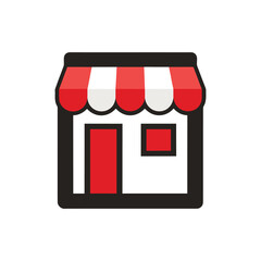 Red Storefront Icon, shop retail On Transparent Background