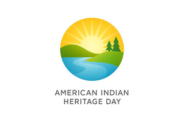 American indian heritage landscape isolated on transparent background