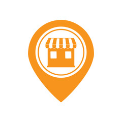 Orange Store Location Pin Icon marker On Transparent Background
