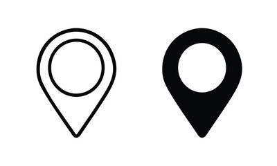 Black and Outline Map Pin Icons marker location On Transparent Background