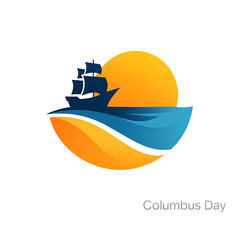 Columbus day ship logo isolated on transparent background