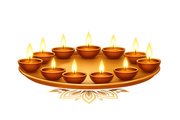 Diwali diya set isolated on transparent background