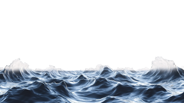 Ocean Waves Under a Bright Sky water blue isolated on a transparent background