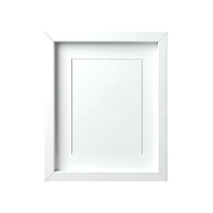 A clean, white picture frame with a matte interior, isolated on a stark black background