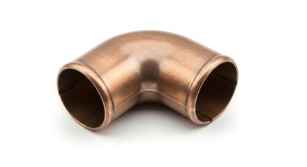 Copper pipe elbow fitting on white background