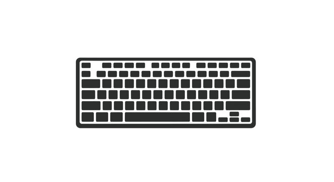 Minimalist Black and White Computer Keyboard Icon for Digital Input.
