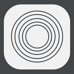 Concentric circles on a white square with rounded corners.
