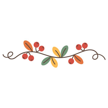 Autumnal decorative flourish with berries and leaves