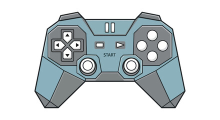 Modern Blue and Gray Video Game Controller with Multiple Buttons. © Lidot