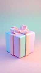 Fototapeta premium Gift Box with Pink Ribbon and Pastel Colors.
