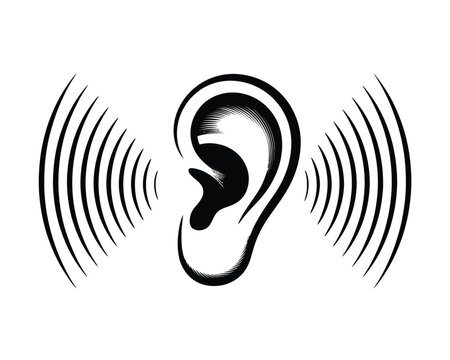 Auditory perception vector illustration scalable eps graphic icon sound waves hearing recognition silhouette