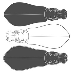 Set of black and white illustrations with hippopotamus. Isolated vector objects on white background.