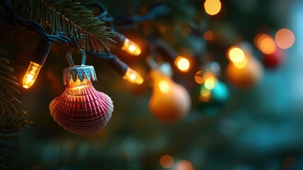 colorful christmas ornaments and lights