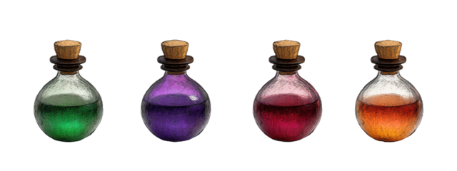 Four potion bottles