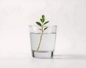 Eco Concept – Glass with Water and Green Plant Representing Sustainability