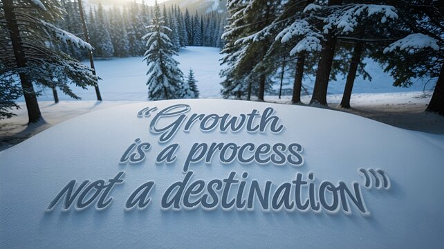 Growth is a process, not a destination written in snowy landscape.