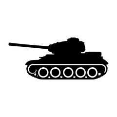 Veterans day vector silhouette illustration of a tank with a long barrel and circular wheels