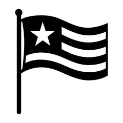 Veterans day vector illustration of a black and white flag with a star and horizontal stripes