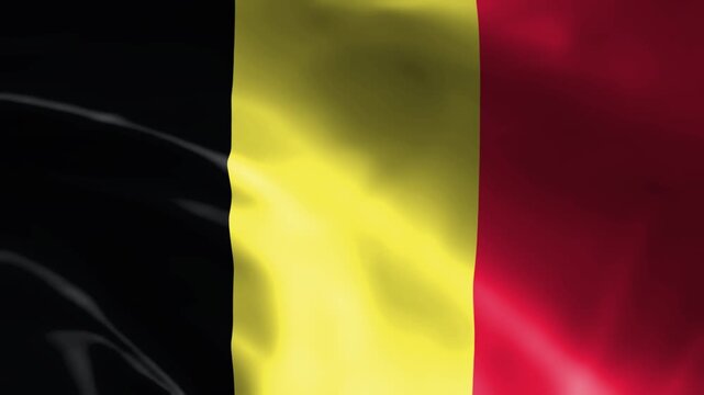 waving national flag of belgium with black yellow and red vertical stripes symbolizing unity and pride