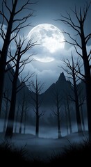 Mystical Moonlight - A Forests Silent Embrace Under the Night Sky.
