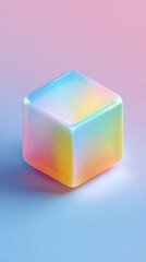 Fototapeta premium Iridescent Cube - A Colorful Geometric Abstraction.