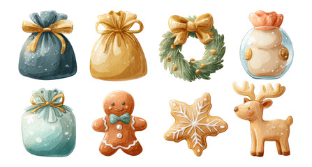 Charming Christmas-Themed Illustrations of Isolated Holiday Objects