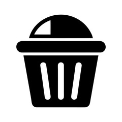 Laundry Basket Black Silhouette Vector Clipart