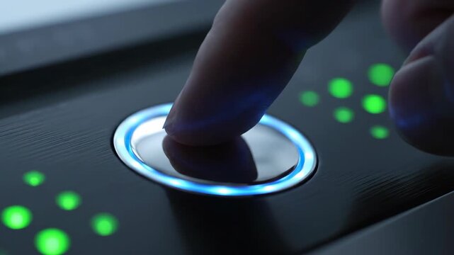 Close-up of a shiny silver button on dark surface, minimalist design