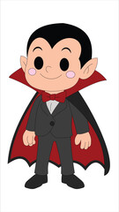 Cute Cartoon Little Boy in Vampire Halloween Costume Vector