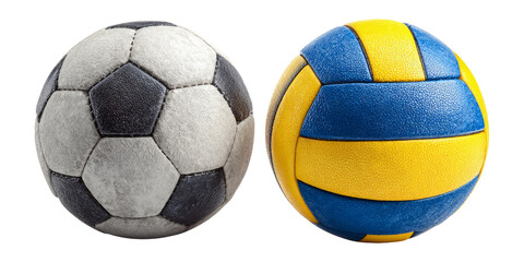 Soccer Ball and Volleyball Isolated on Transparent Background for Sports Themes