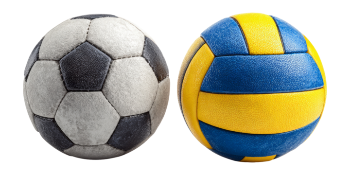 Soccer Ball and Volleyball Isolated on Transparent Background for Sports Themes