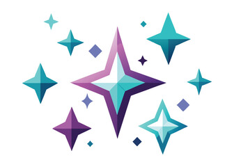 Retro Glow and Sparkle Vector Icon Set