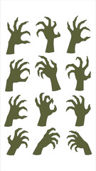  Set of Creepy Zombie Hands Reaching and Clawing Vector