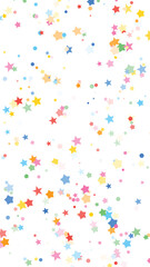 Bright Scattered Confetti Stars and Polka Dots Pattern Sharp Colorful Vector Illustration on a Clean White Background for Festive Party Design
