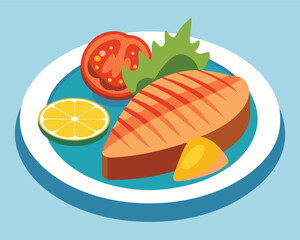 Gourmet Salmon and Tuna Fish Vector Illustration