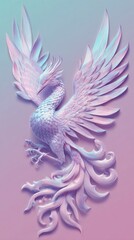 Obraz premium Majestic Phoenix Sculpture in Pastel Hues.