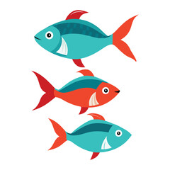 Fresh Fish and Marine Life Vector Illustration