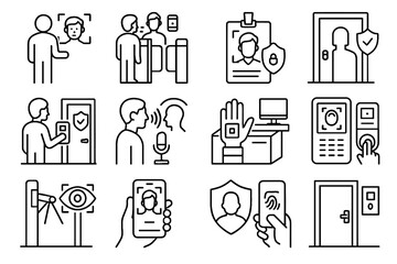 Login authentication vector desk security gate icons fingerprint secure icon office biometric