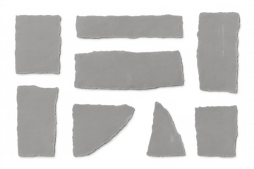 Torn paper pieces and ripped blank note scraps, paper texture elements with transparent background for design