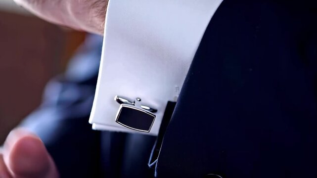 Looks maxing Wrinkle Free Shirt Impon Waterproof jewelry Preppy Artificial Jewellery Modern Gents Hey harper Properly Tied Giftee Man fastening cufflink on white dress cuff using fingers close-up det
